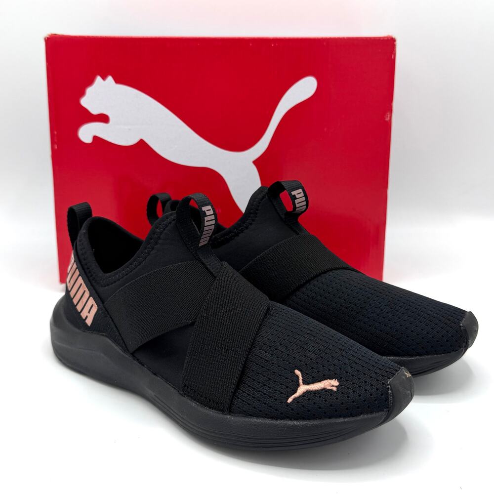 Puma Prowl Slip On Sneaker Black Rose Gold Womens 6 SoftFoam Comfort Athletic